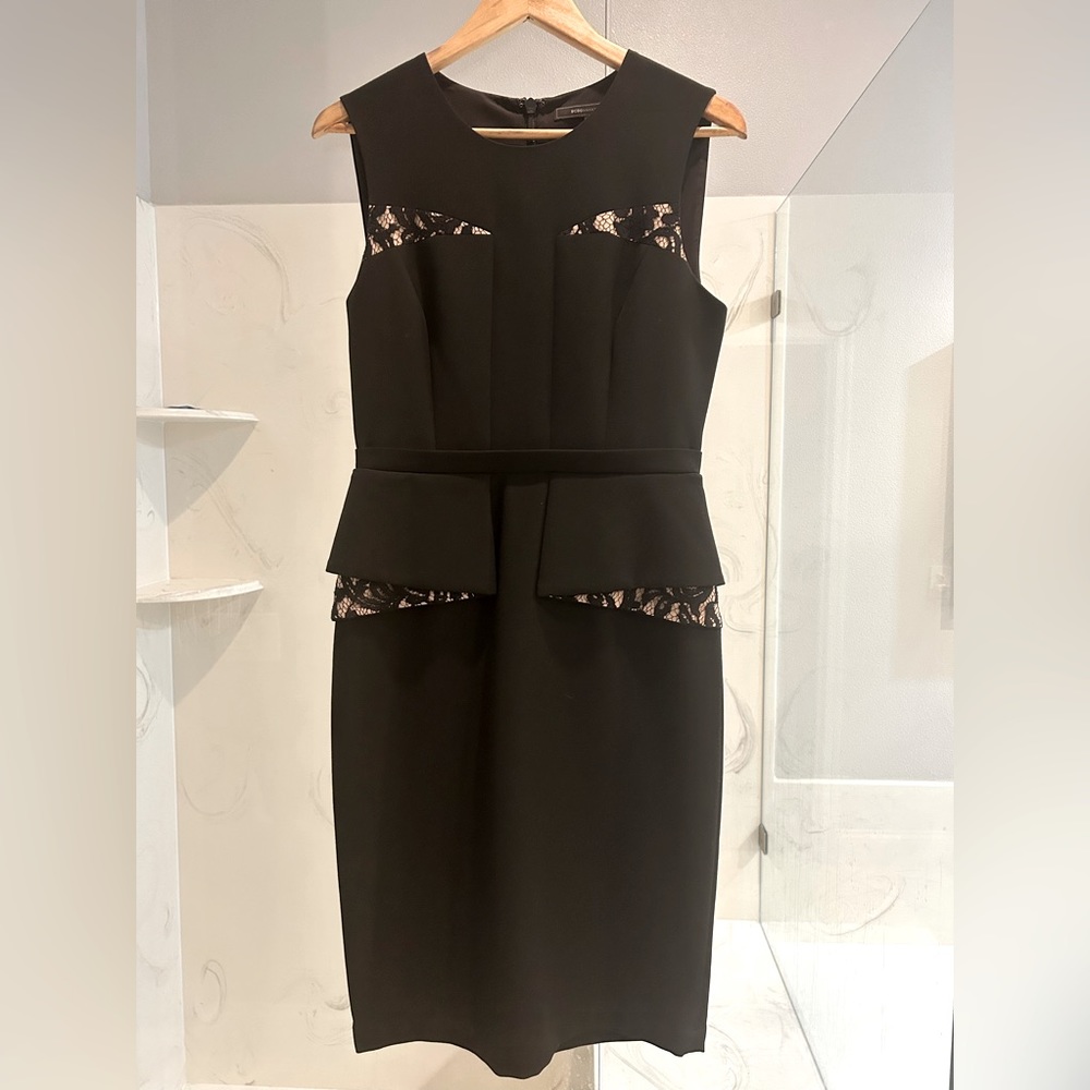 BCBG Peplum Dress with Lace Detail